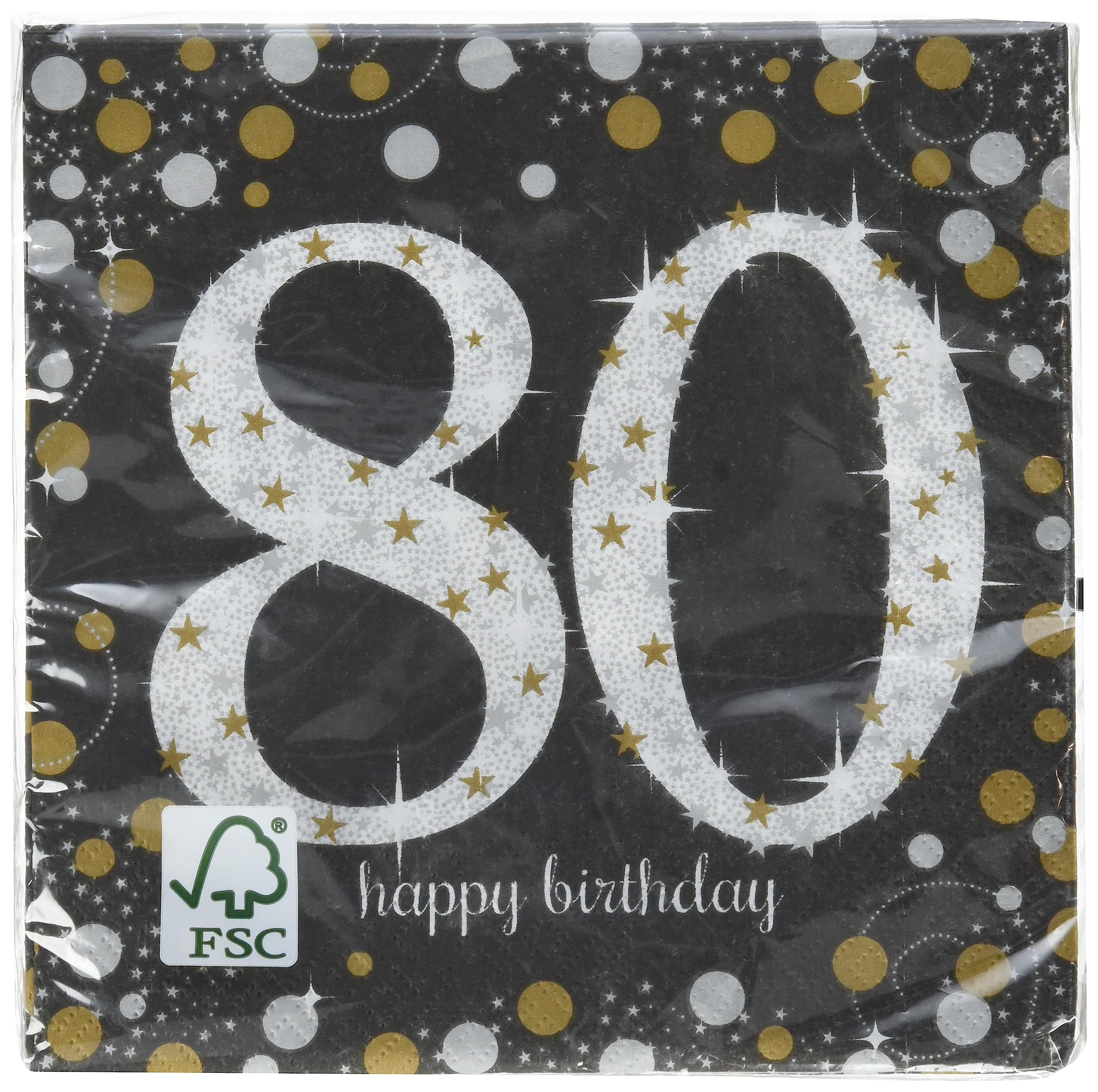 Sparkling Celebration 80 Luncheon Multicolor Paper Napkins ( 6.5'' X 6.5'' ) - Pack Of 16, Premium Quality & Eye-Catching Design